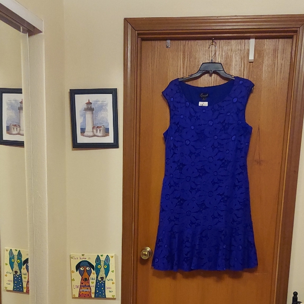 Connected Apparel Royal Blue Lace Dress